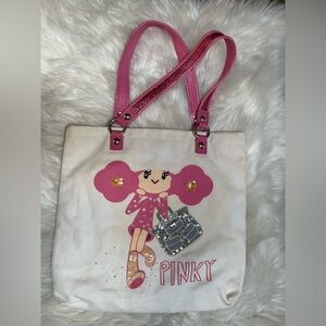 COACH Poppy Chan PINKY White Canvas Tote Bag